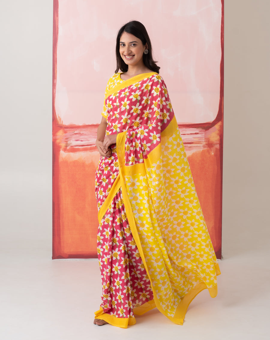 Sharmila’s Daffodil Mul Cotton Saree