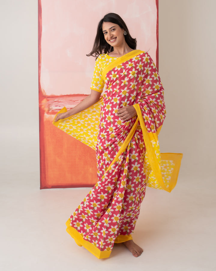 Sharmila’s Daffodil Mul Cotton Saree