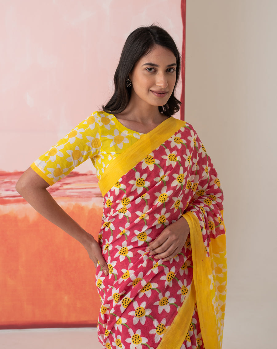 Sharmila’s Daffodil Mul Cotton Saree