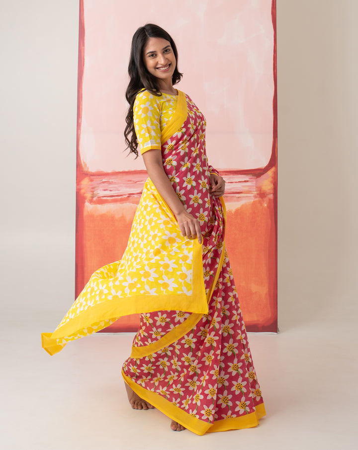 Sharmila’s Daffodil Mul Cotton Saree