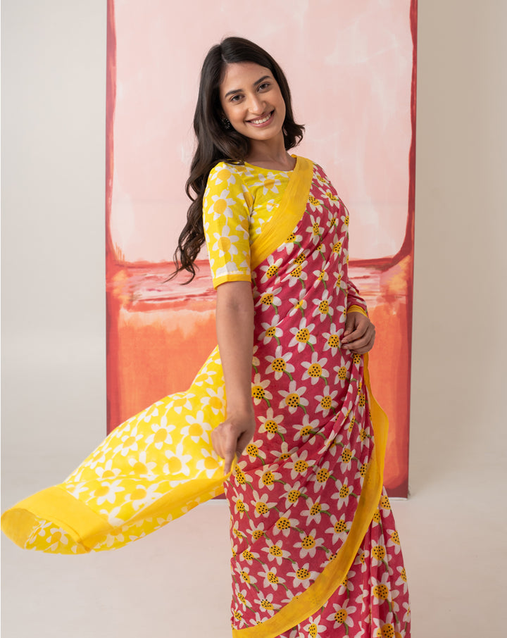 Sharmila’s Daffodil Mul Cotton Saree