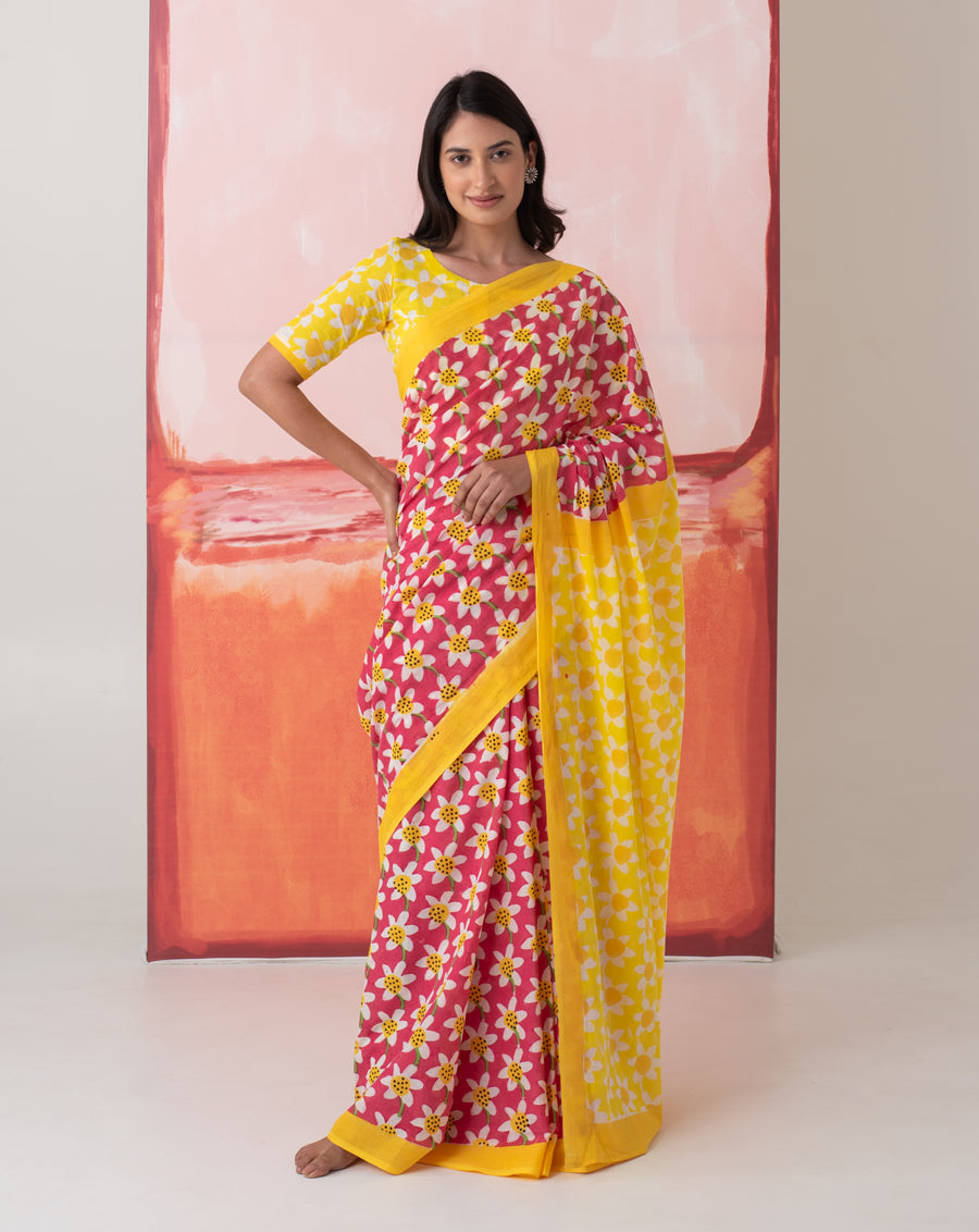 Sharmila’s Daffodil Mul Cotton Saree