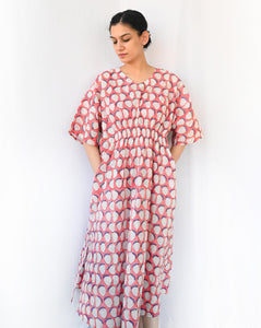 Peach Strawberry Senorita - Soft Cotton Kaftan Dress - Minor Defect seno4