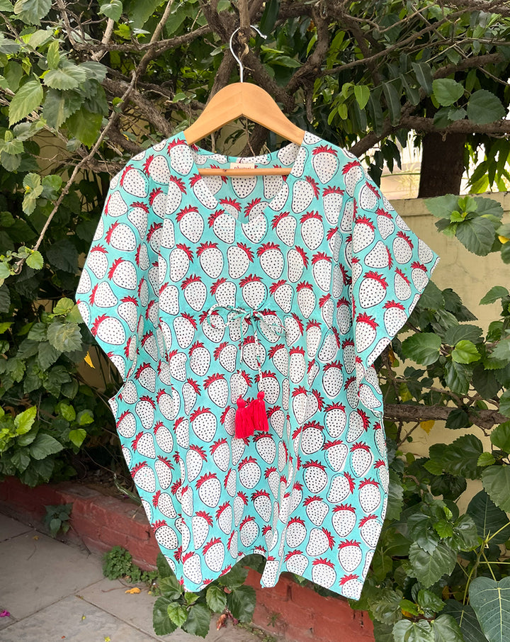 Strawberry Cotton Kaftan for Girls