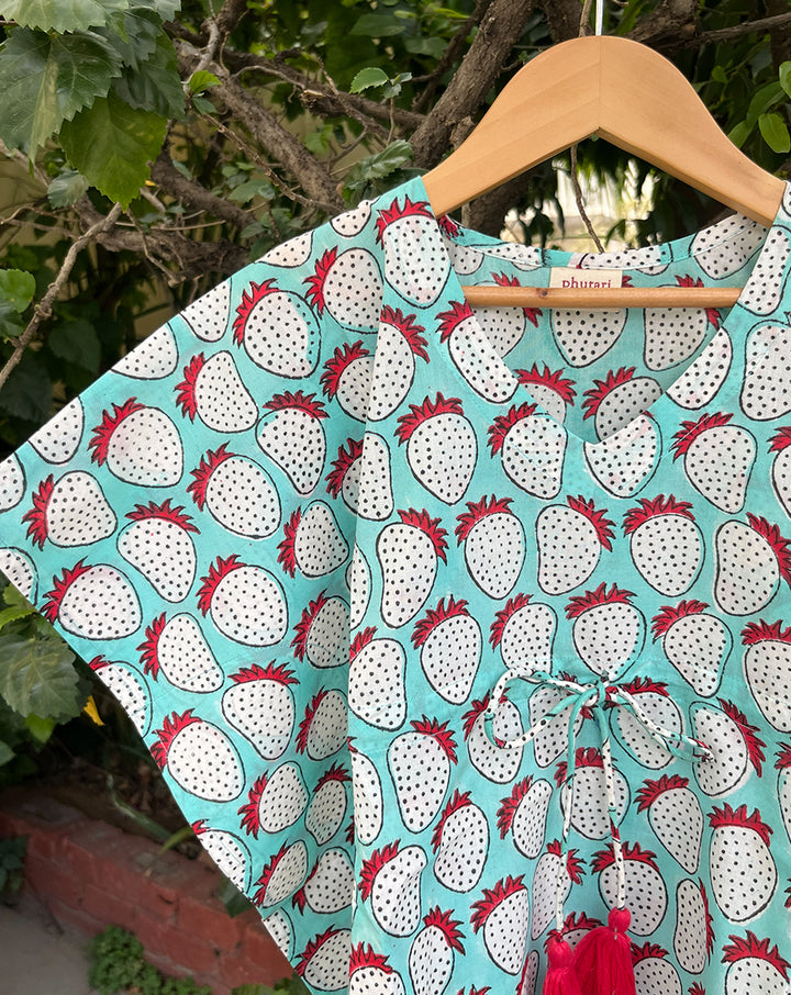 Strawberry Cotton Kaftan for Girls