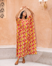 Load image into Gallery viewer, Toucan Hand Block Printed Cotton Kaftan - Full Length
