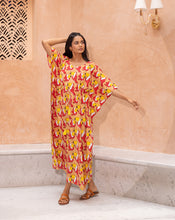 Load image into Gallery viewer, Toucan Hand Block Printed Cotton Kaftan - Full Length
