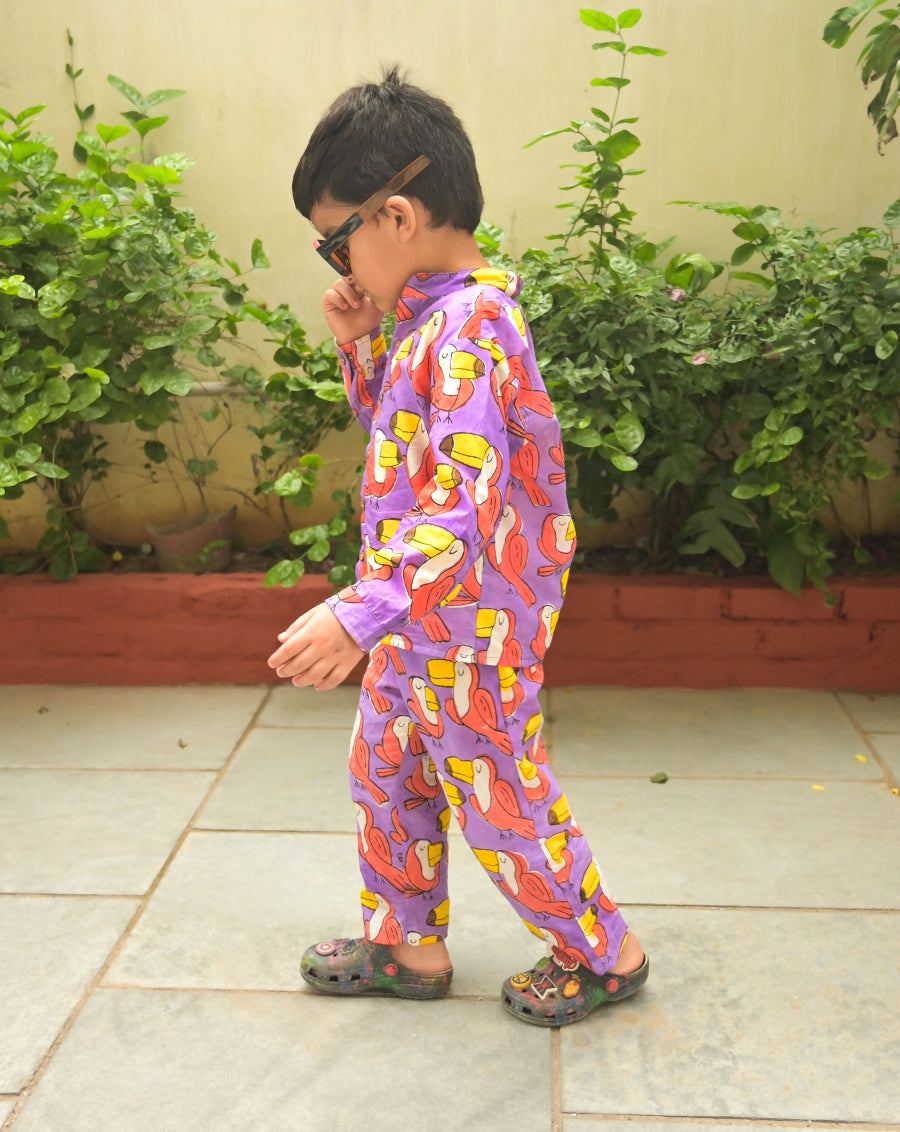 Toucan Cotton Shirt Pyjama Set for Kids