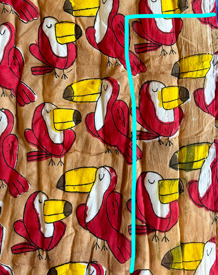 Toucan Hand Block Printed Cotton Quilt- Minor Defect - QA1