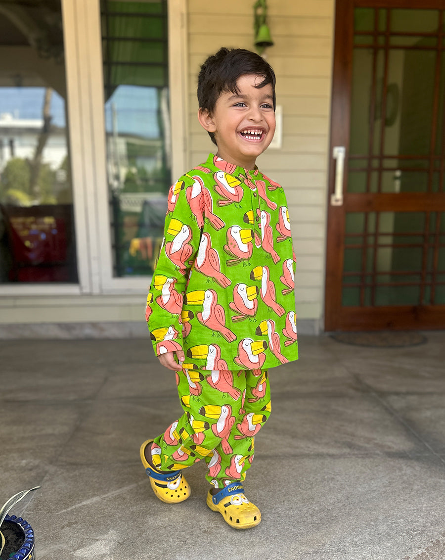 Toucan Cotton Kurta Pyjama Set for Kids