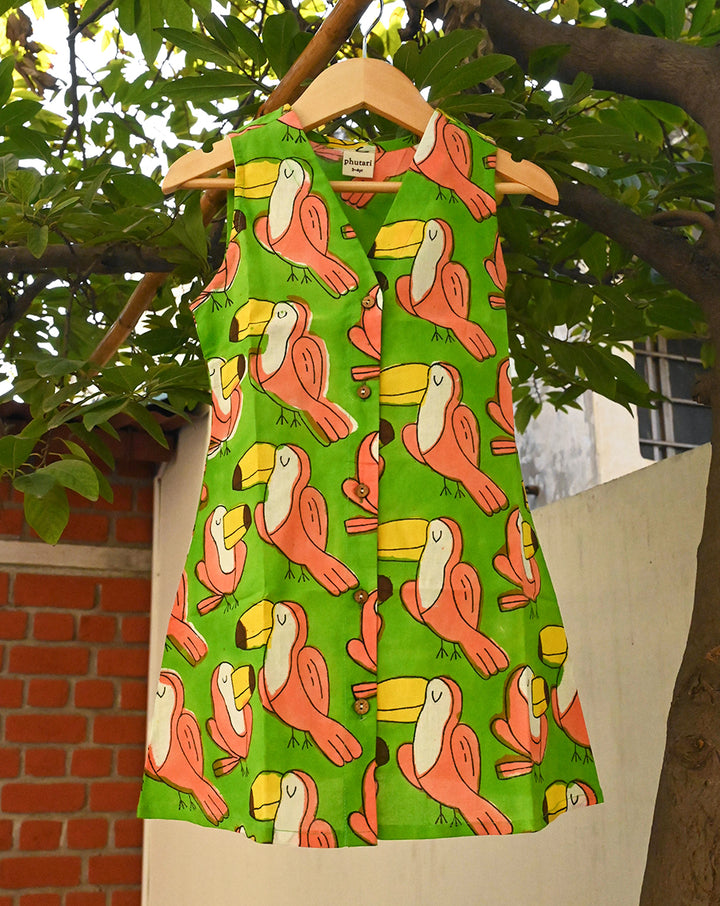 Toucan Cotton Dress for Girls