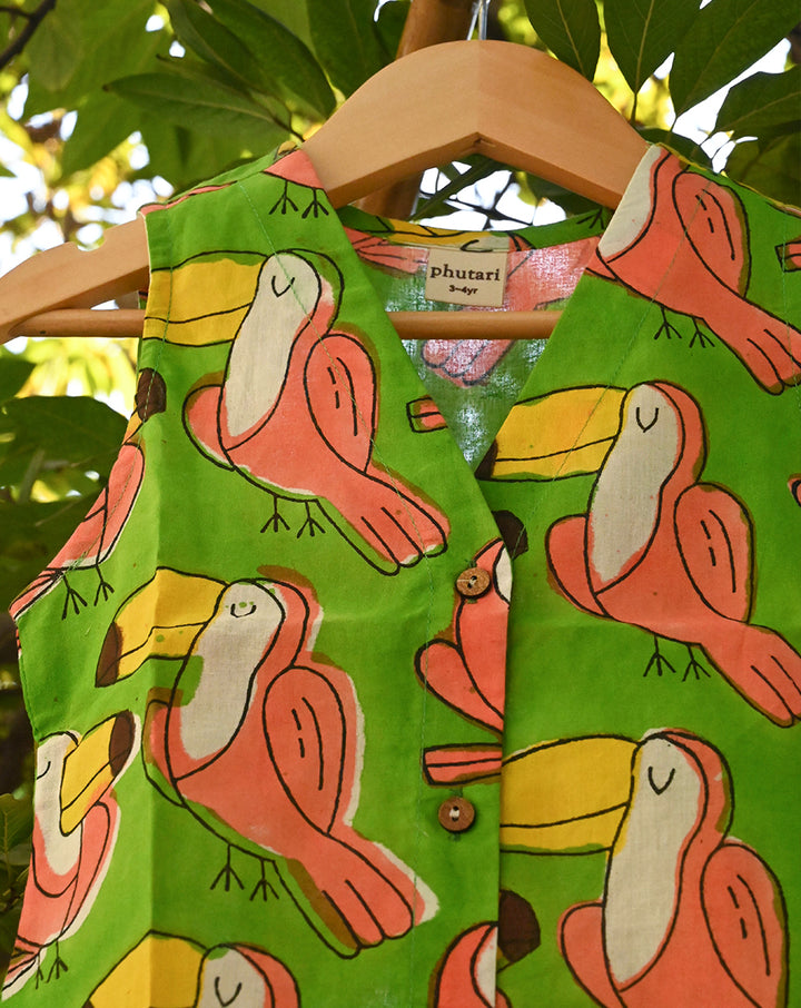 Toucan Cotton Dress for Girls