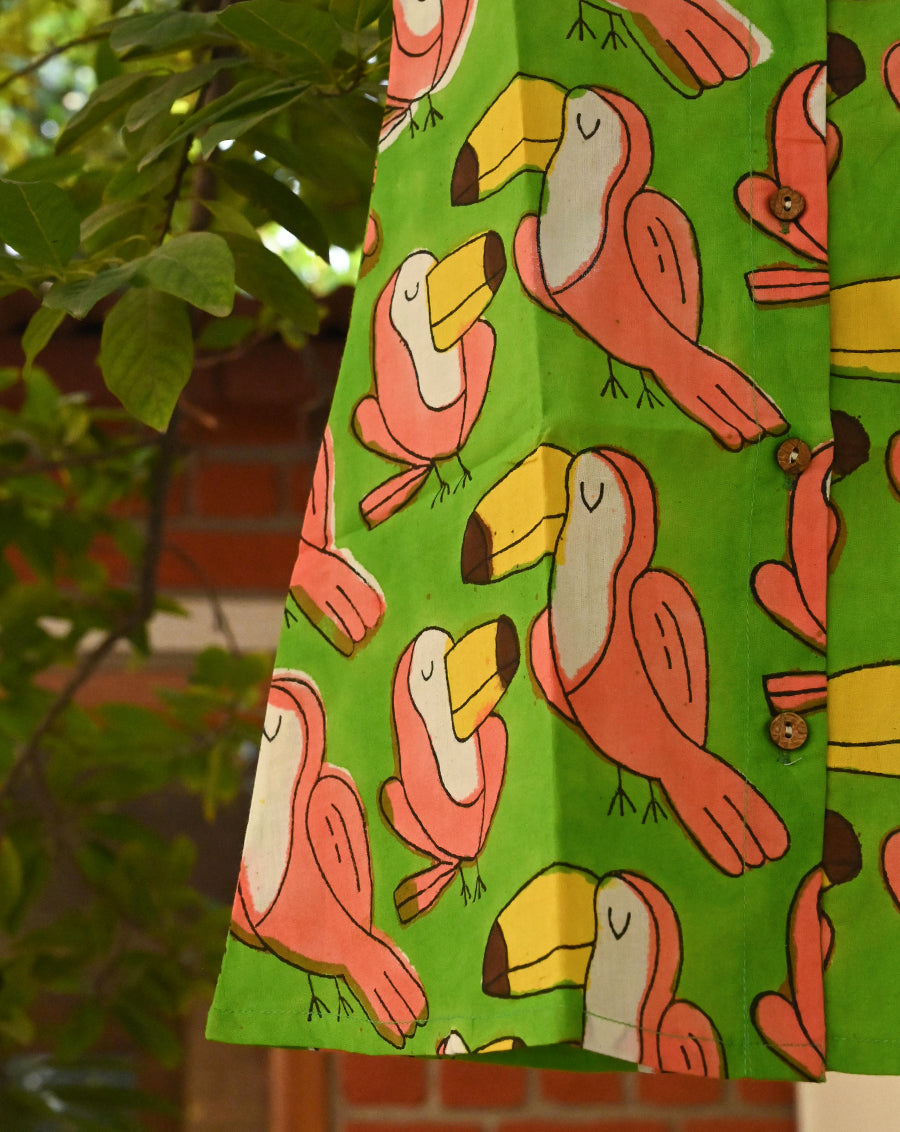 Toucan Cotton Dress for Girls