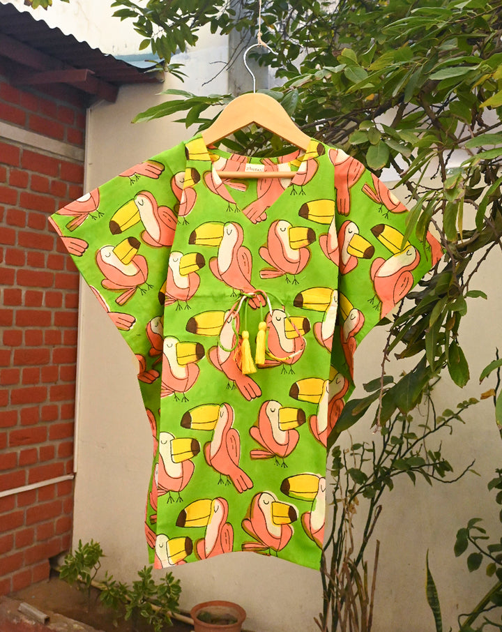 Toucan Cotton Kaftan for Girls