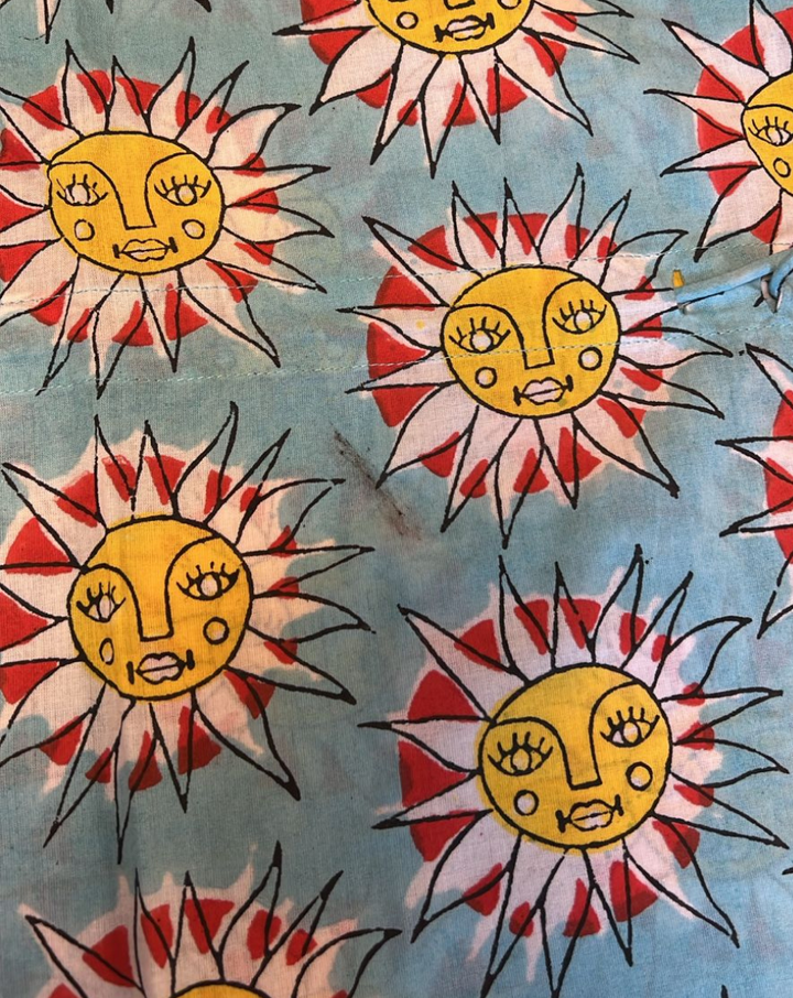 SunBurn Hand Block Printed Cotton Midi Kaftan - Minor Defect C1_A