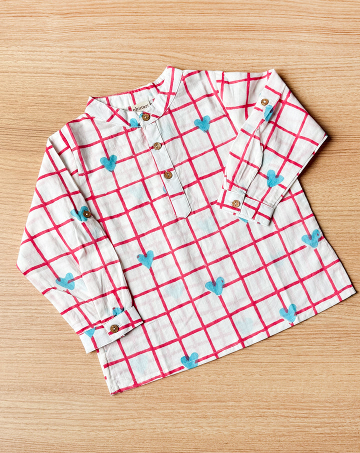 Valentine Cotton Kurta Pyjama Set for Kids