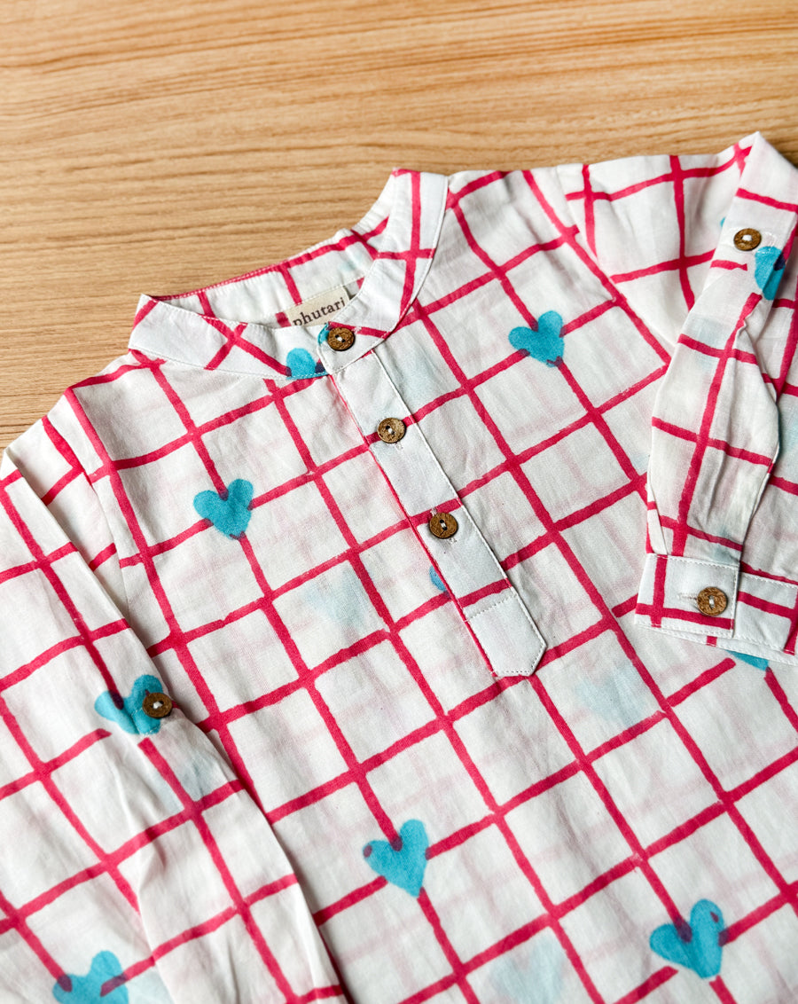 Valentine Cotton Kurta Pyjama Set for Kids