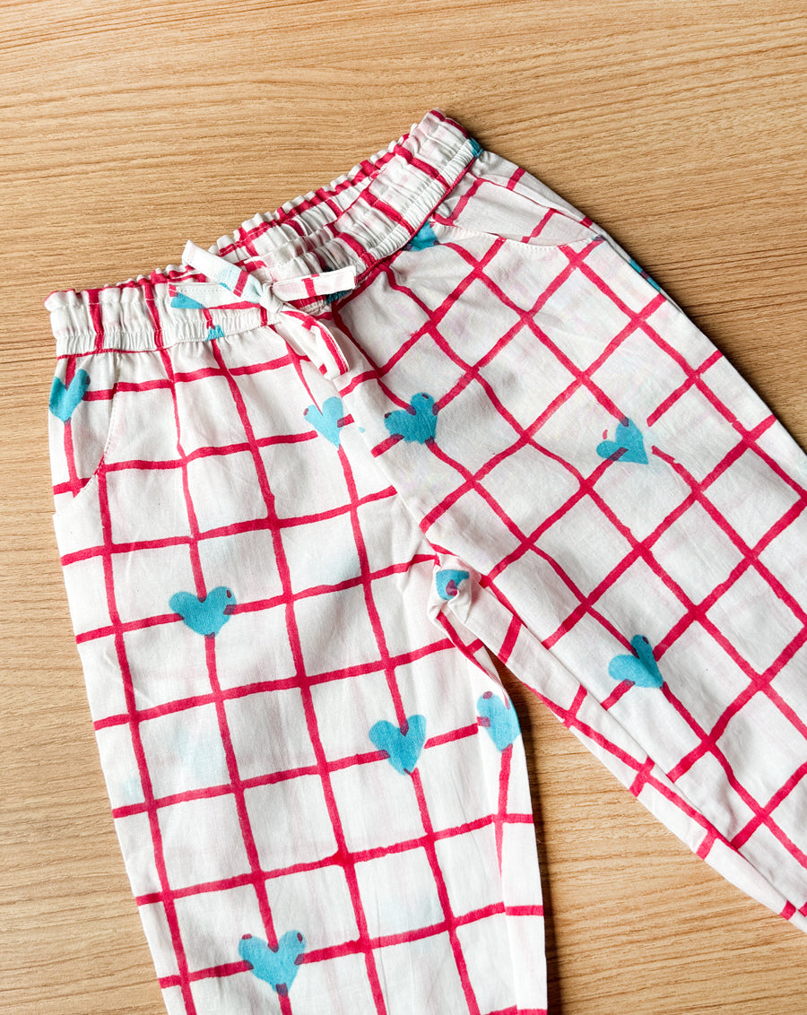 Valentine Cotton Kurta Pyjama Set for Kids