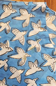 Chidiya Udd Hand Block Printed Cotton Kaftan - Full Length-Minor Defect-FK38