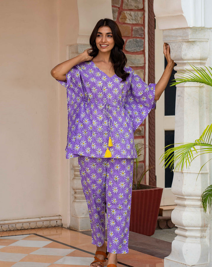 Whoopsie Daisy Purple Chill Jams Cotton Co-ord Set