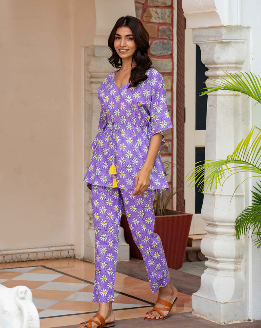 Whoopsie Daisy Purple Chill Jams Cotton Co-ord Set