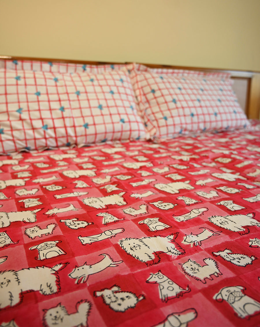 Woof Premium Cotton King Bedsheet with 2 Pillow Covers