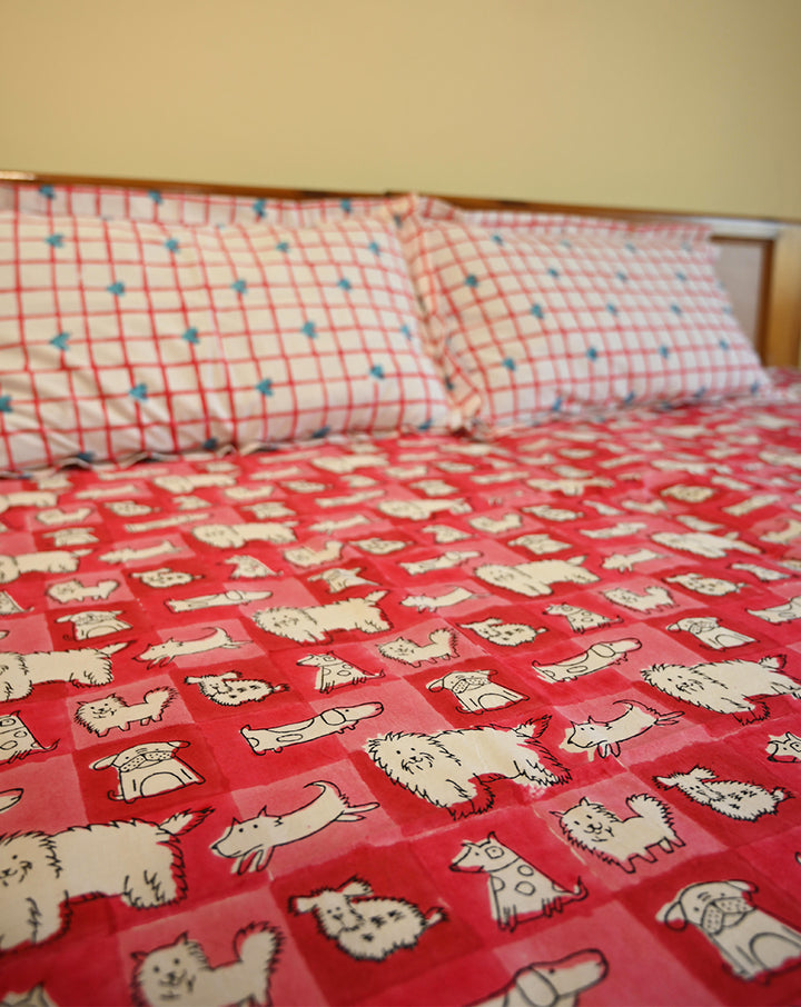 Woof Premium Cotton King Bedsheet with 2 Pillow Covers