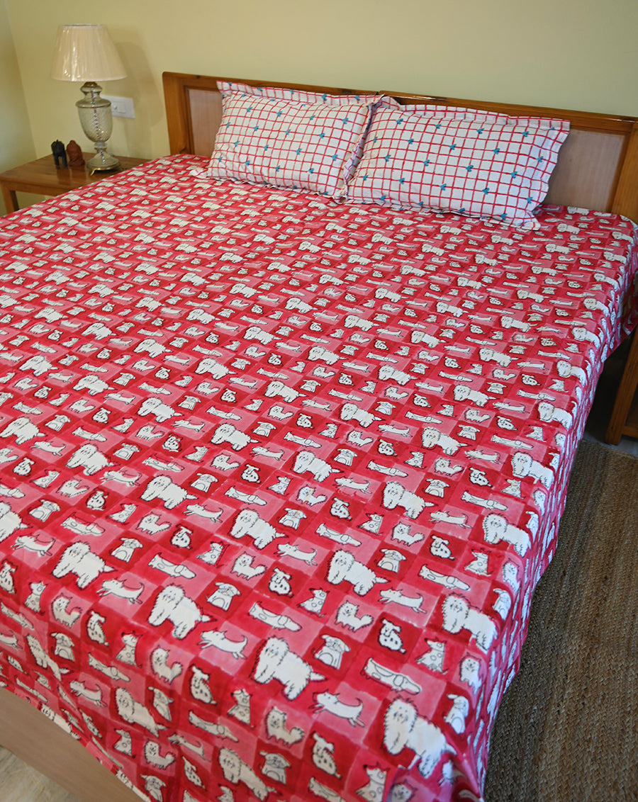 Woof Premium Cotton King Bedsheet with 2 Pillow Covers