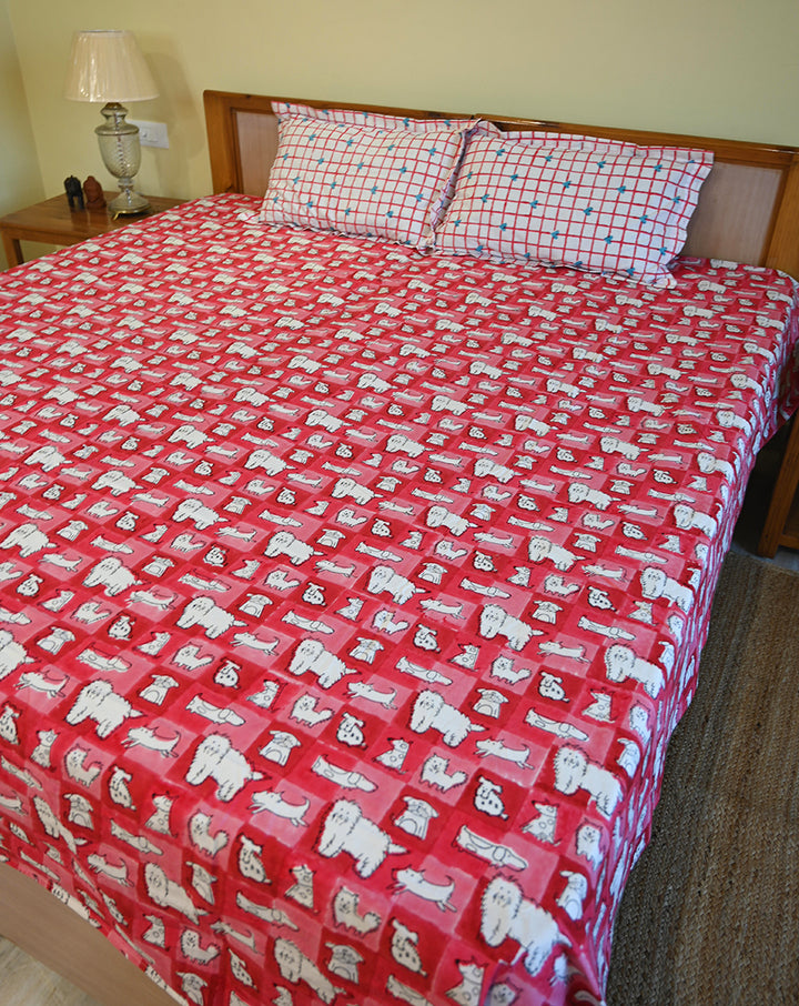 Woof Premium Cotton King Bedsheet with 2 Pillow Covers