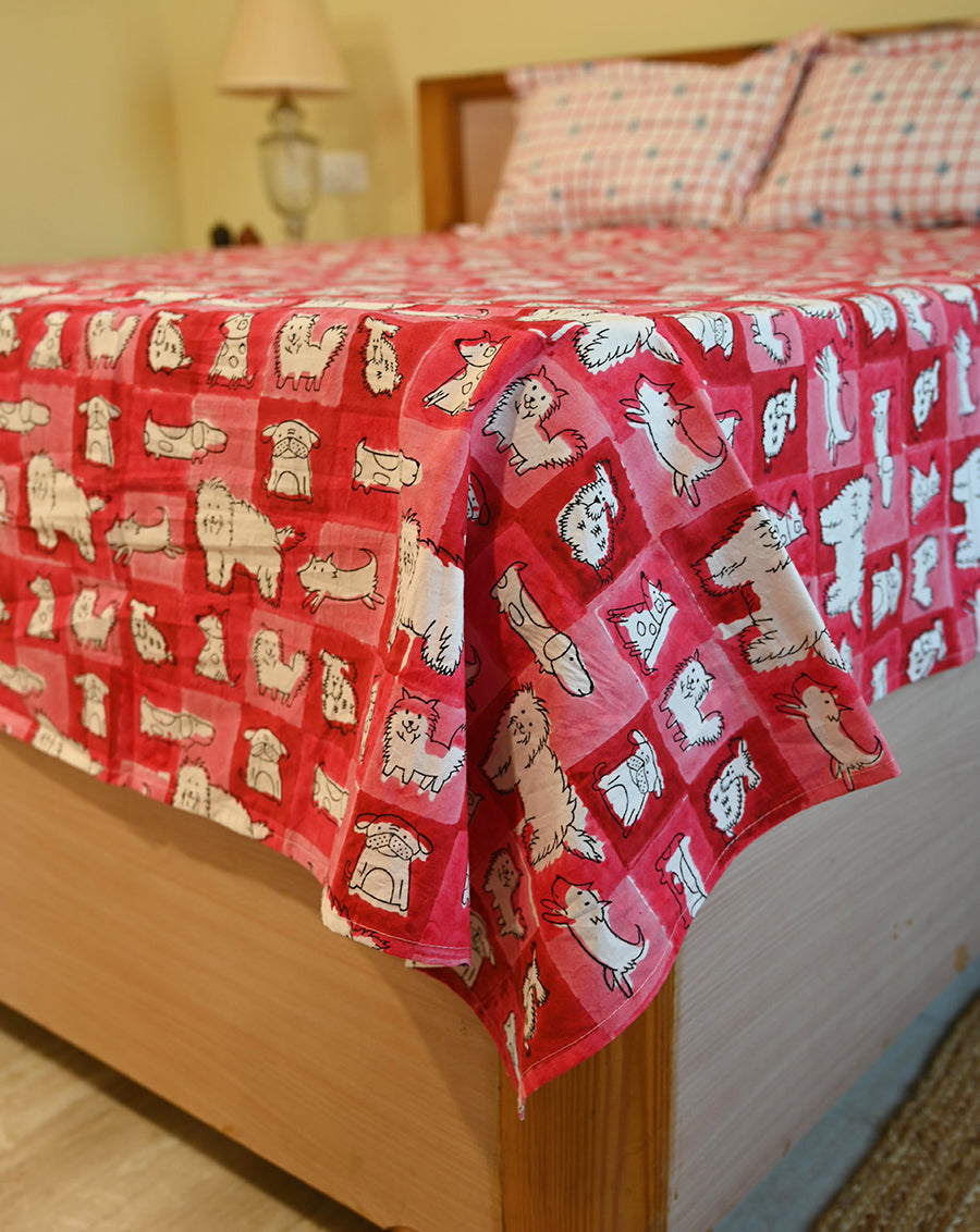 Woof Premium Cotton King Bedsheet with 2 Pillow Covers