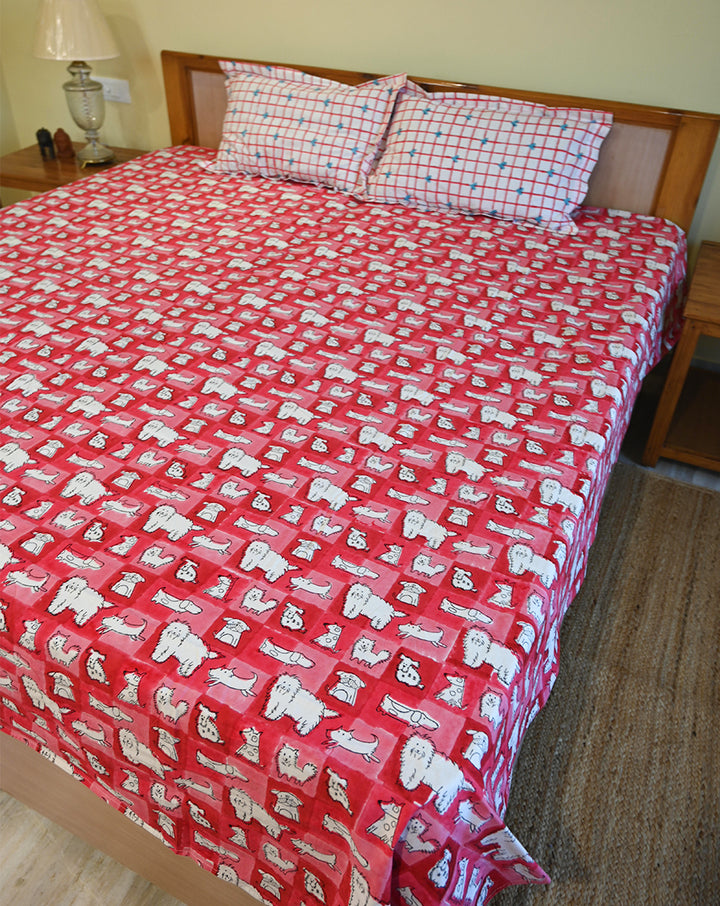 Woof Premium Cotton King Bedsheet with 2 Pillow Covers