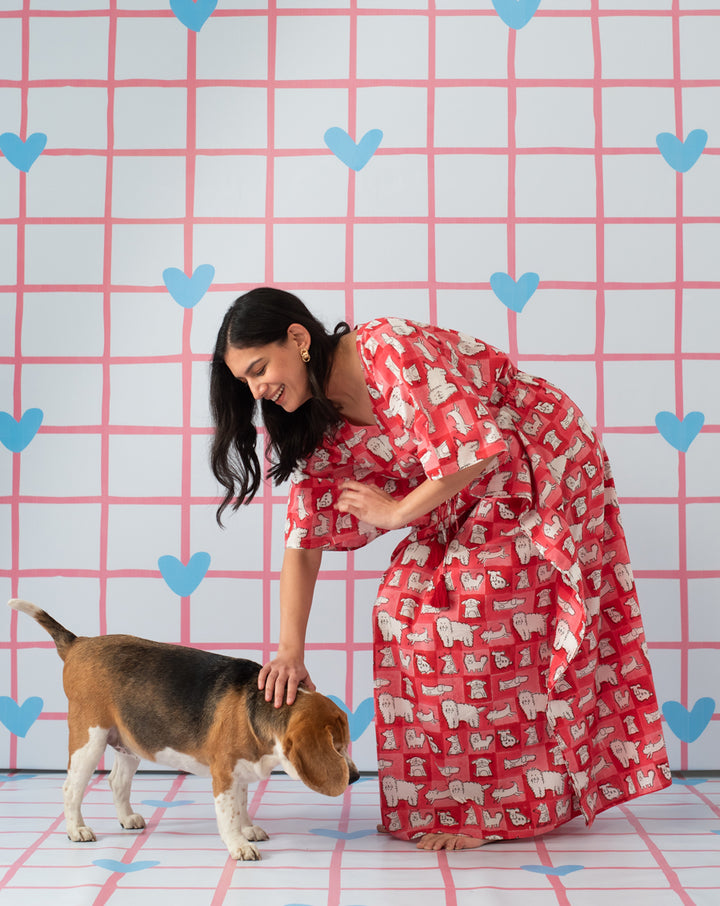 Woof Hand Block Printed Cotton Maxi Kaftan - Preorder