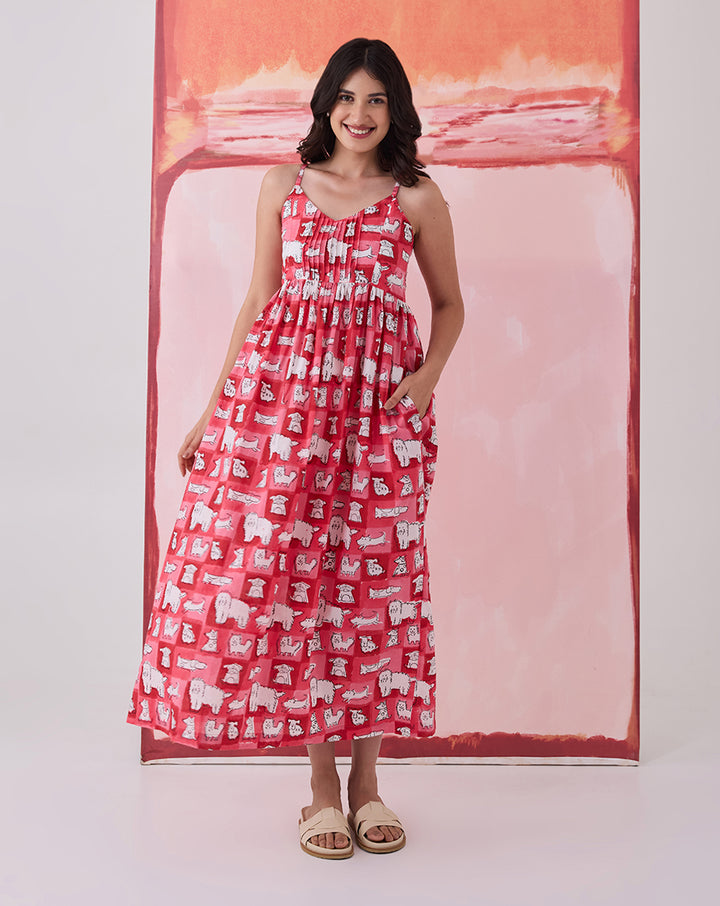 Woof Cotton Strappy Dress