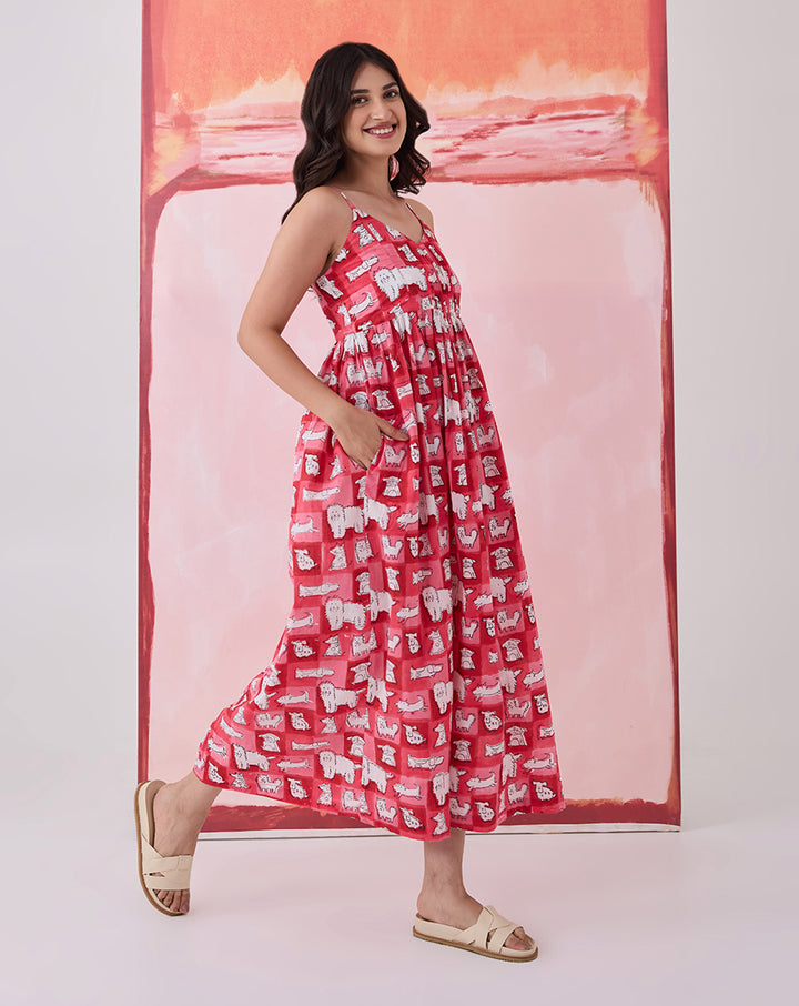 Woof Cotton Strappy Dress
