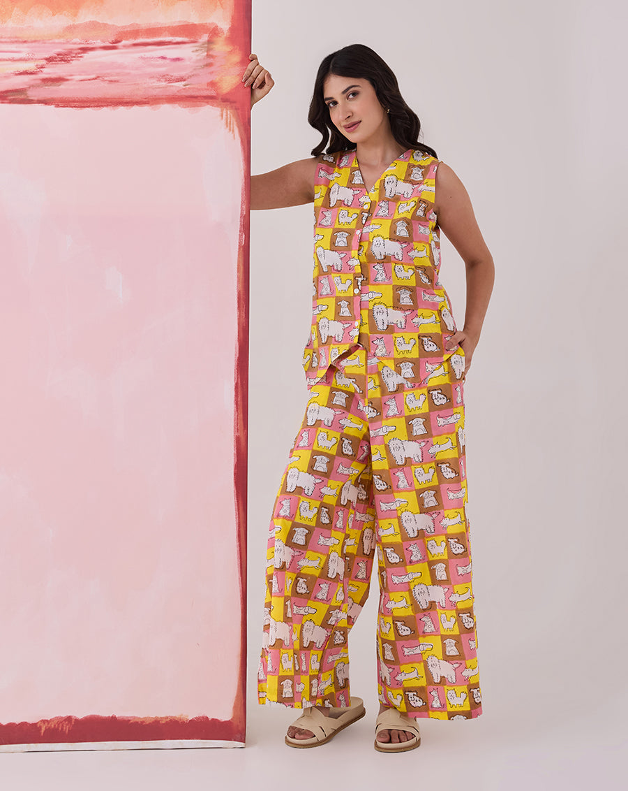 Woof Waistcoat Cotton Co-ord Set