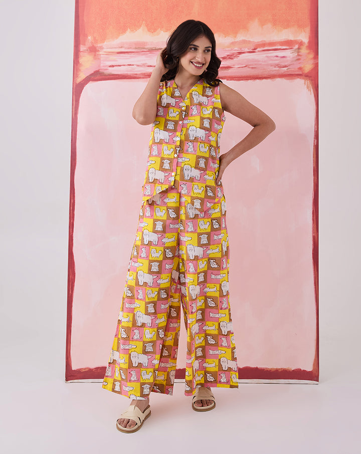 Woof Waistcoat Cotton Co-ord Set