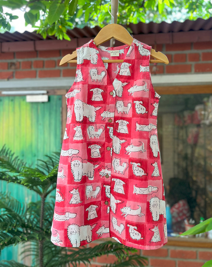 Woof Cotton Dress for Girls