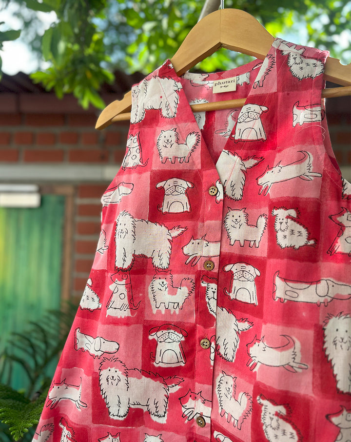 Woof Cotton Dress for Girls