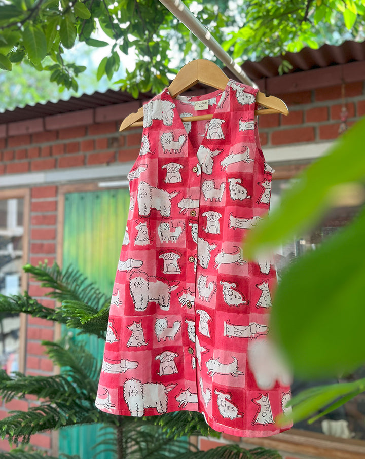 Woof Cotton Dress for Girls