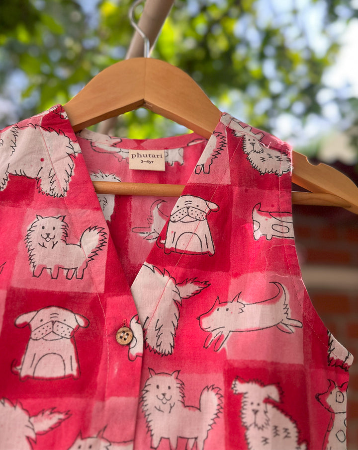 Woof Cotton Dress for Girls