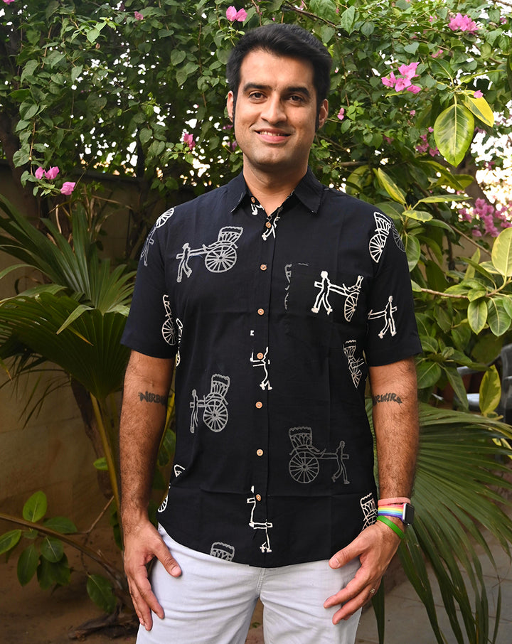 Baggie Cotton Men's Half Sleeves Shirt