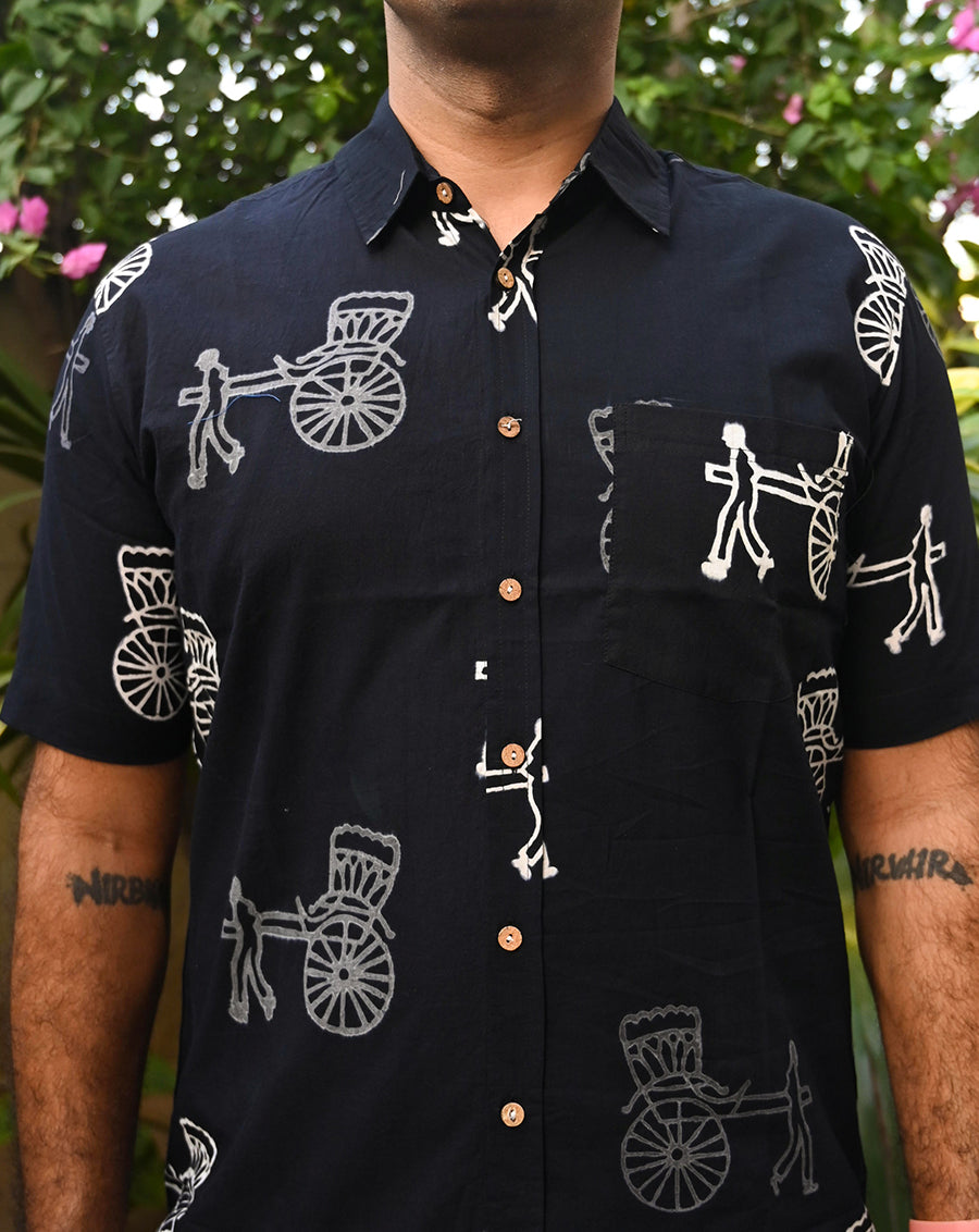 Baggie Cotton Men's Half Sleeves Shirt