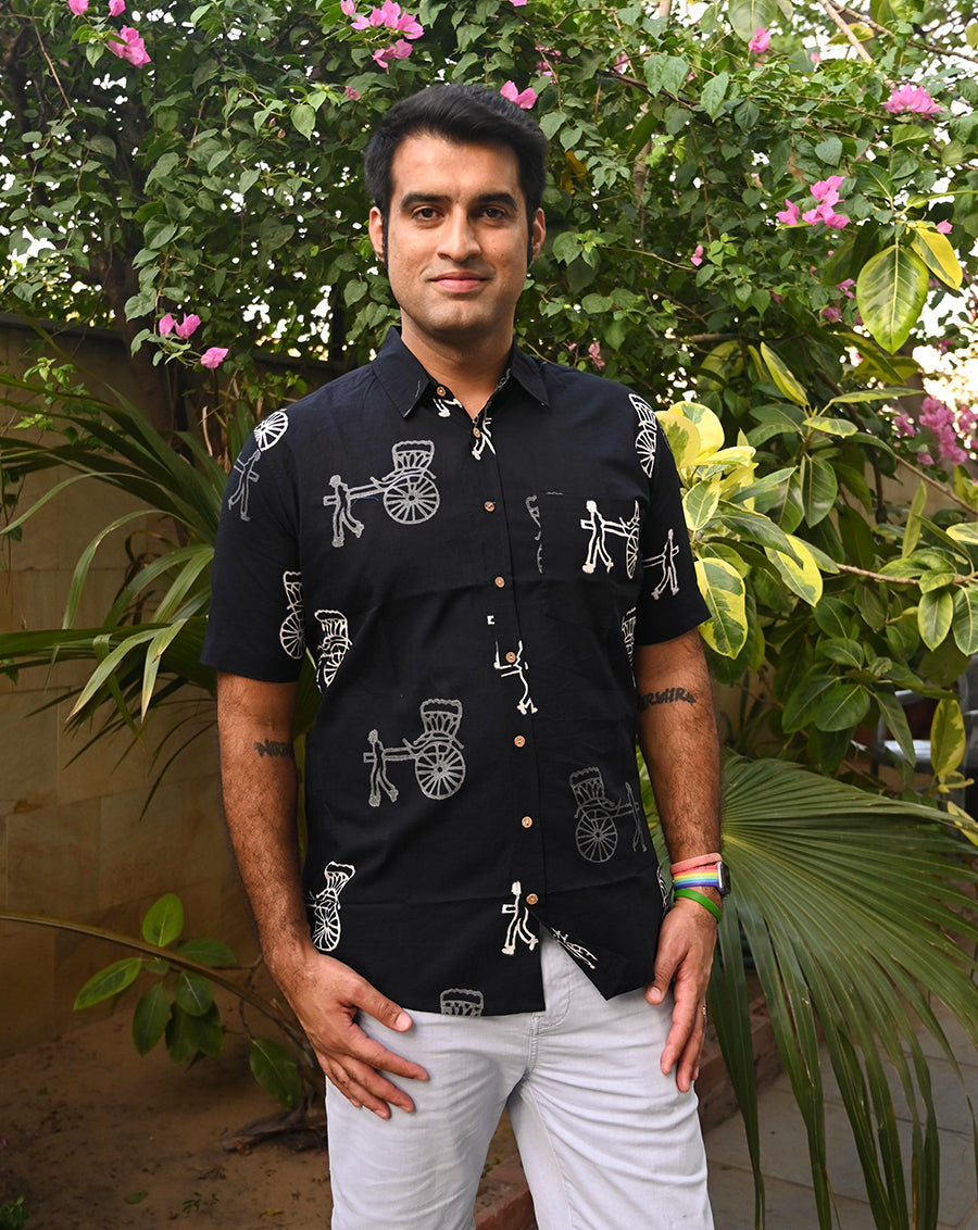 Baggie Cotton Men's Half Sleeves Shirt