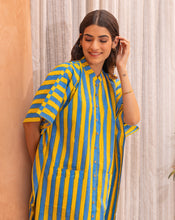 Load image into Gallery viewer, Bandstands Hand Block Printed Cotton Midi Kaftan Shirt
