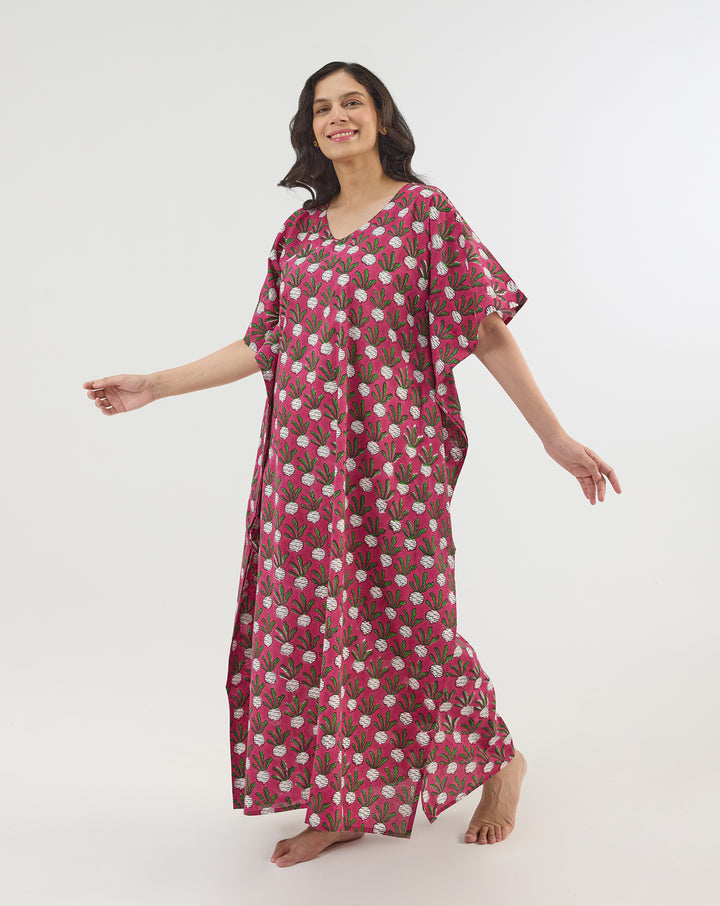 Beet-the-Root Maxi Kaftan Dress