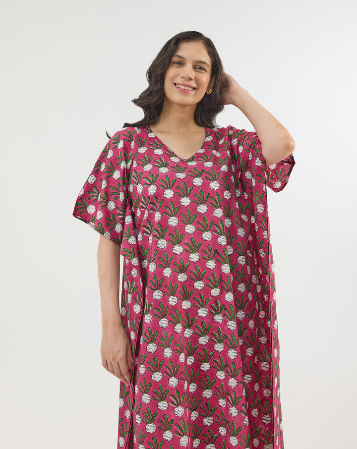 Beet-the-Root Maxi Kaftan Dress
