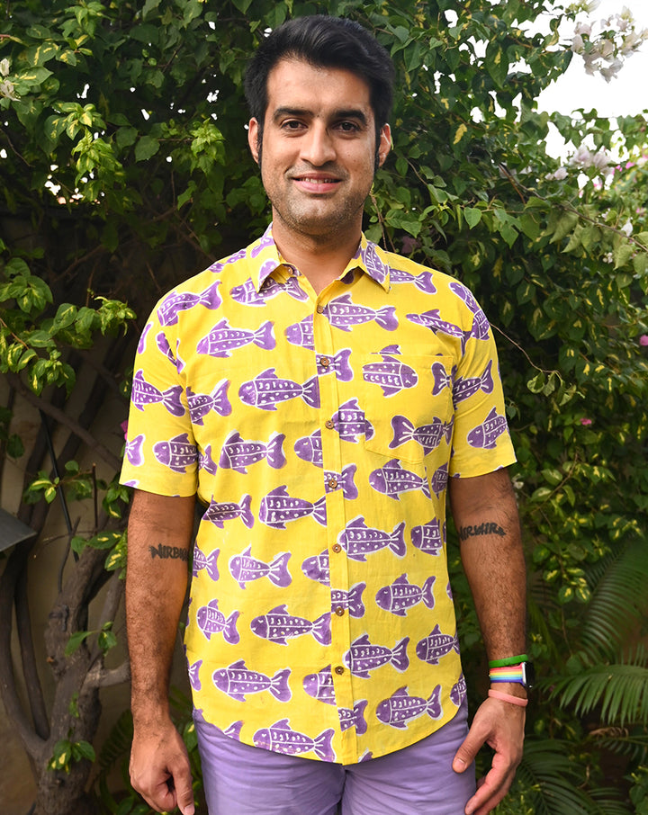 O'Fish Cotton Men's Half Sleeves Shirt