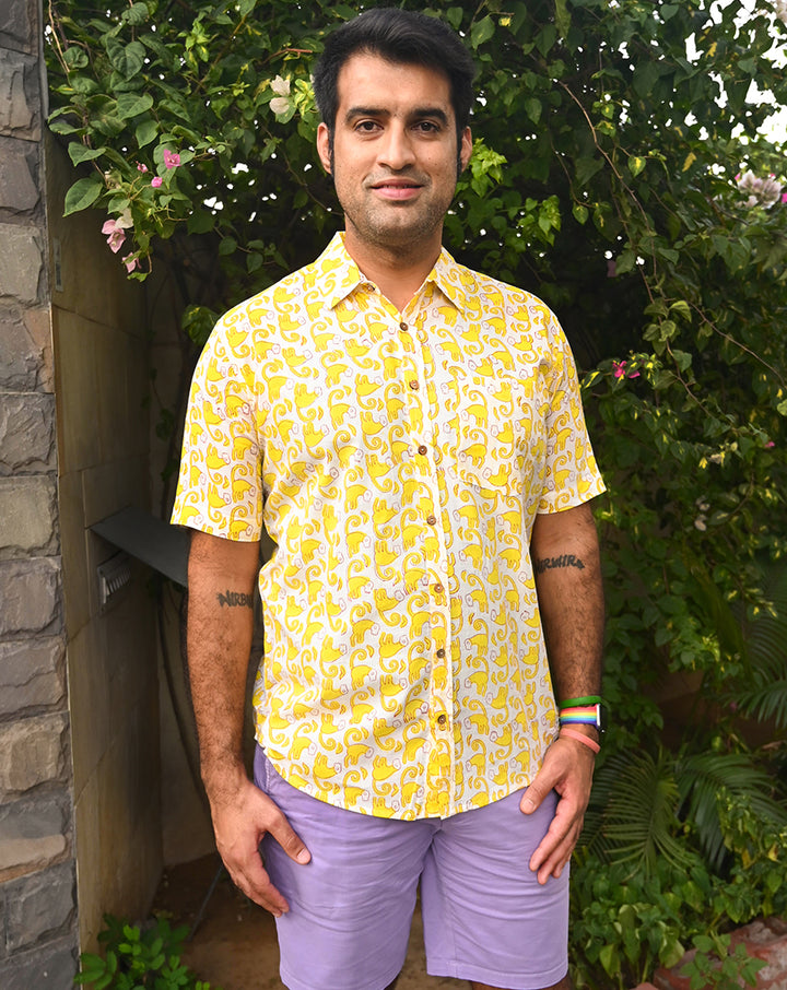 Funky Monkey Cotton Men's Half Sleeves Shirt