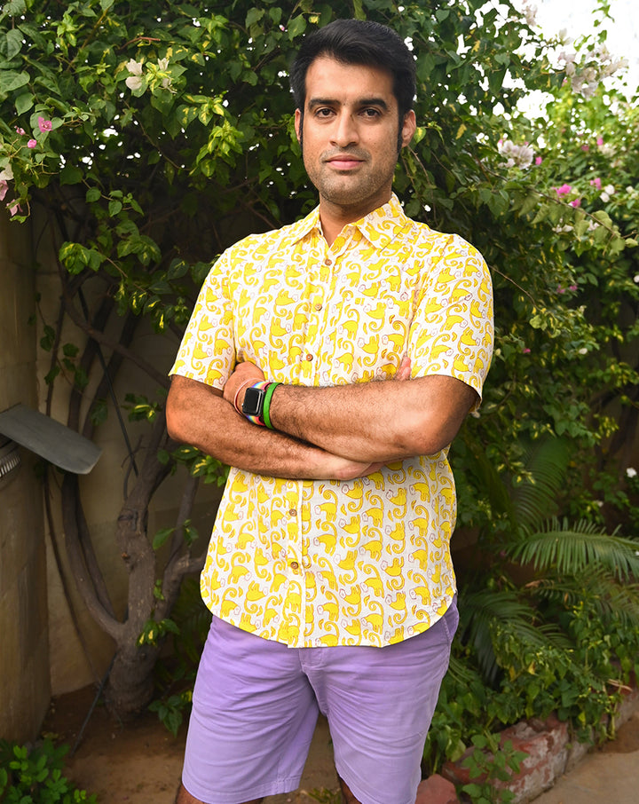 Funky Monkey Cotton Men's Half Sleeves Shirt