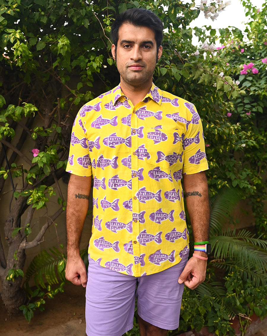O'Fish Cotton Men's Half Sleeves Shirt